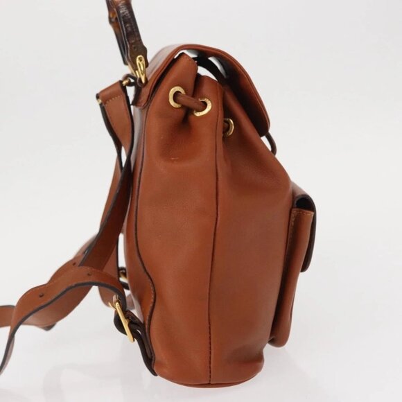 GUCCI Bamboo Backpack Leather Brown Gold main image 5